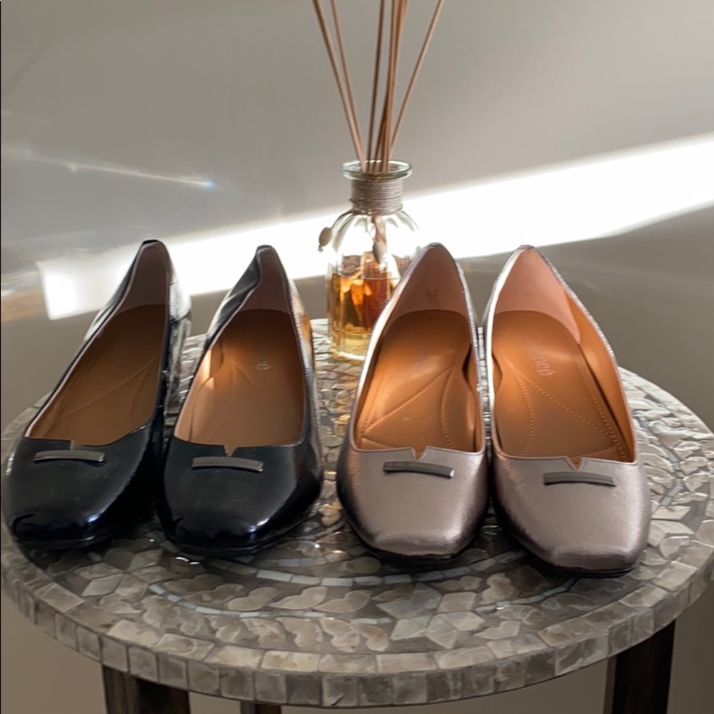 J. Renee flats in pewter and black patent - Sz 8.5